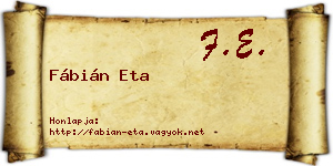 Fábián Eta névjegykártya